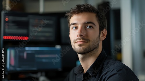 Obraz na płótnie Cybersecurity expert working on encrypted database, AI-driven data protection concept w salonie