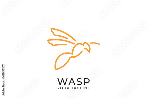 Wasp logo silhouette design, wasp silhouette with simple and minimalist design, flat vector illustration template