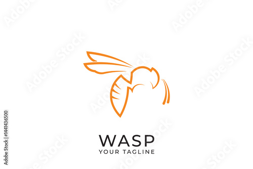 Wasp logo silhouette design, wasp silhouette with simple and minimalist design, flat vector illustration template