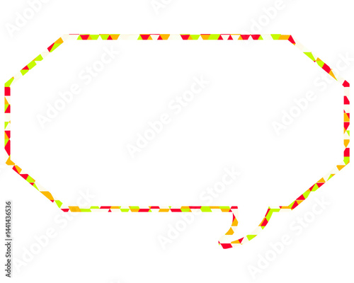 ステンドグラス風吹き出し　三角形模様　細長い八角形