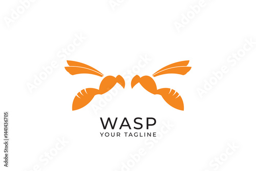 Wasp logo silhouette design, wasp silhouette with simple and minimalist design, flat vector illustration template