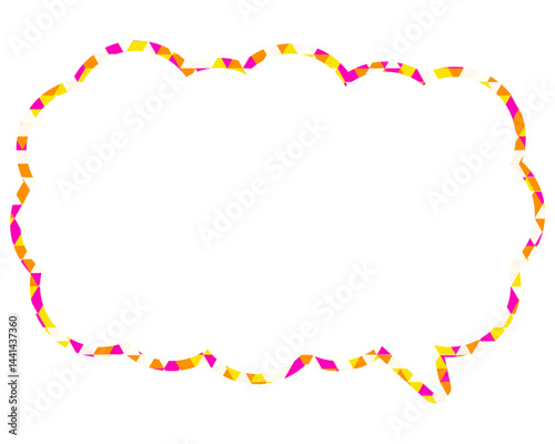 ステンドグラス風吹き出し　三角形模様　細長い雲形