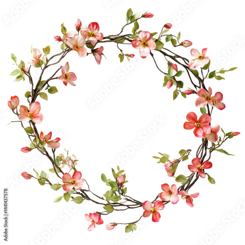 A colorful floral wreath border with a complex geometric pattern. photo