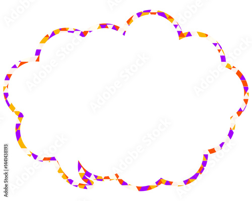 ステンドグラス風吹き出し　三角形模様　丸みのある雲形