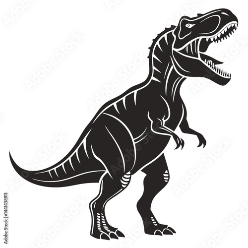 Black and White Tyrannosaurus Rex Roaring