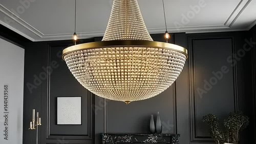 Opulent Crystal Chandelier Illuminating Elegant Modern Interior Design Theme