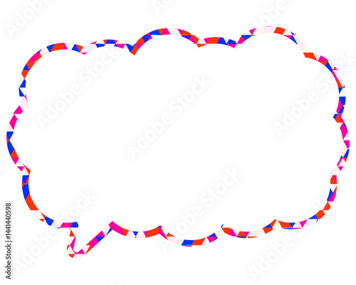 ステンドグラス風吹き出し　三角形模様　細長い雲形