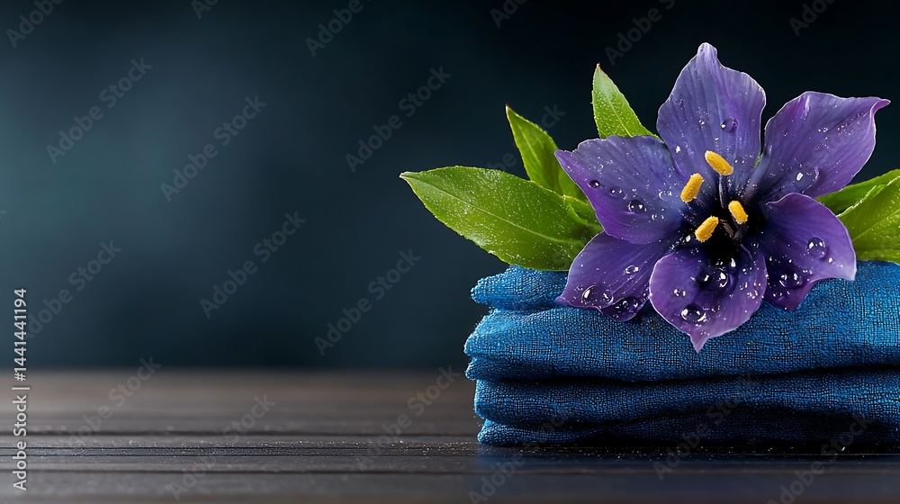 Fototapeta premium Purple flower closeup dark background serenity nature photography