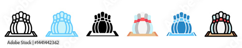 Bowling multi style, mini illustration icon. use for modern concept, print, UI, UX kit, web and app development. Vector EPS 10, related to entertainment, festival, funfair and hobbies