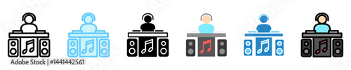 Turntable multi style, mini illustration icon. use for modern concept, print, UI, UX kit, web and app development. Vector EPS 10, related to entertainment, festival, funfair and hobbies