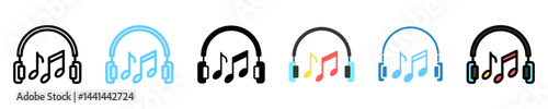 Headphones multi style, mini illustration icon. use for modern concept, print, UI, UX kit, web and app development. Vector EPS 10, related to entertainment, festival, funfair and hobbies