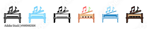 Piano multi style, mini illustration icon. use for modern concept, print, UI, UX kit, web and app development. Vector EPS 10, related to entertainment, festival, funfair and hobbies