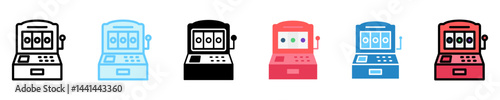 Slot Machine multi style, mini illustration icon. use for modern concept, print, UI, UX kit, web and app development. Vector EPS 10, related to entertainment, festival, funfair and hobbies