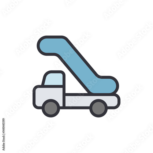 Escalator truck colored icons, minimalist vector illustration ,simple transparent graphic element .Isolated on white background