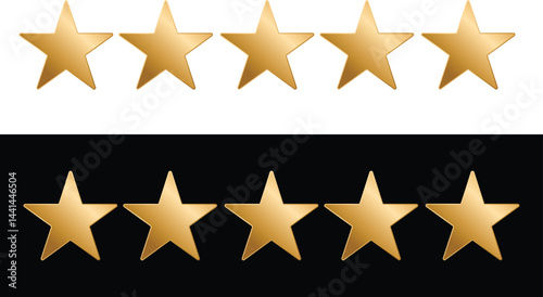 Five golden stars. Rating stars vector template