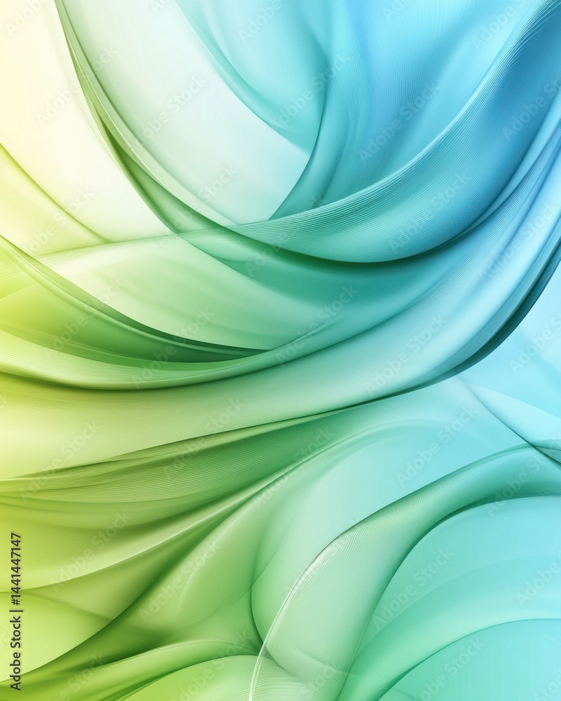 Fototapeta premium Serene gradient wave design in shades of blue and green creating a tranquil and flowing background with a smooth texture and elegant curves for graphic design projects