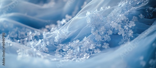 Light Blue Fabric with Floral Lace
