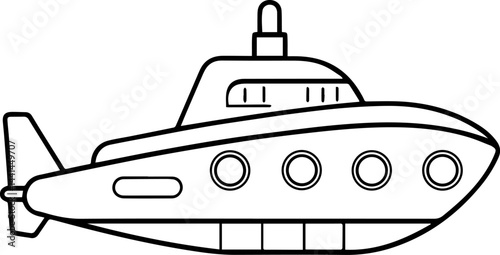 underwater vessel outline vector illustration line art coloring book page