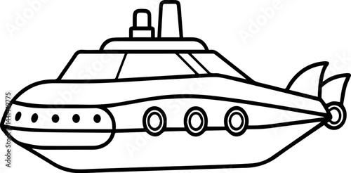 underwater vessel outline vector illustration line art coloring book page