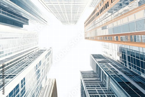 View of Skyscrapers Against Clear Sky from Ground Perspective