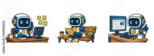 Robot Sticky Notes and Screen Work Set