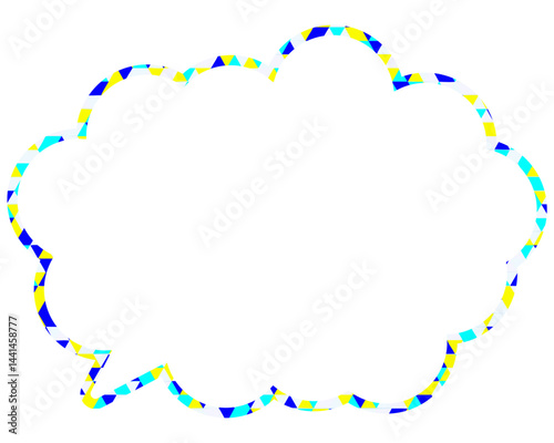 ステンドグラス風吹き出し　三角形模様　丸みのある雲形