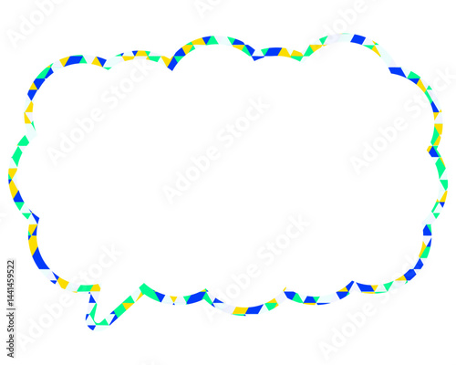ステンドグラス風吹き出し　三角形模様　細長い雲形