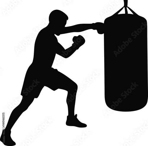 Boxer Punching Bag silhouette vector, Boxer Punching clipart