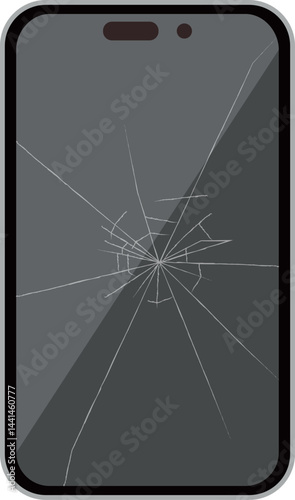 画面が割れたスマホのベクター