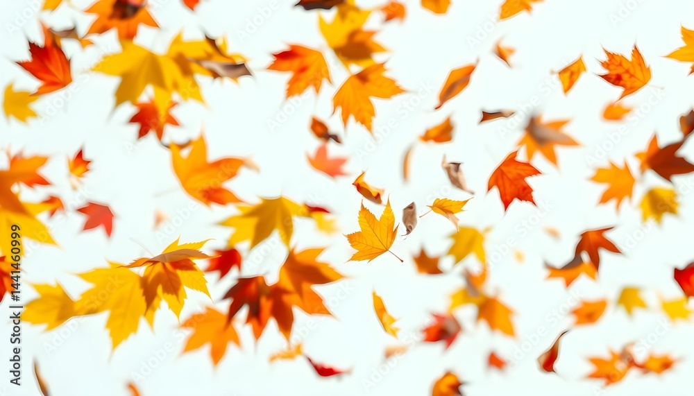 Autumn Leaves Falling on a Crisp Day - A Colorful Display Autumn Leaves Falling on a Crisp Day - A Colorful Display