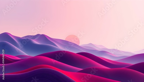 Abstract Landscape with Pink and Purple Mountain Ridges
