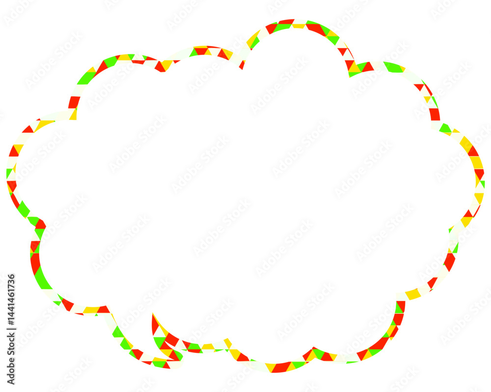 Obraz premium ステンドグラス風吹き出し 三角形模様 丸みのある雲形