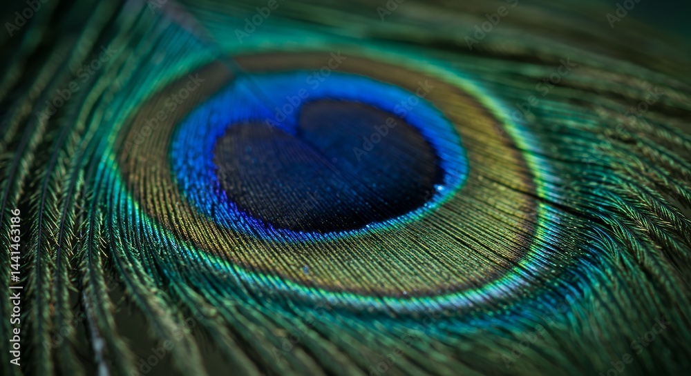 Fototapeta premium Peacock feather close up nature detail
