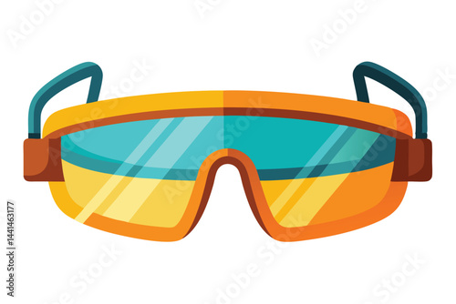 Colorful cartoon illustration of protective eyewear.