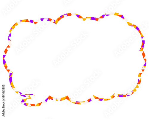 ステンドグラス風吹き出し　三角形模様　細長い雲形