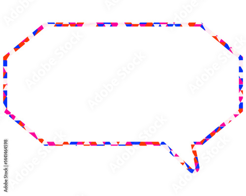 ステンドグラス風吹き出し　三角形模様　細長い八角形