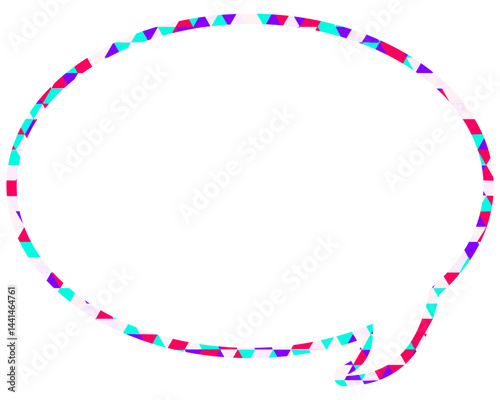 ステンドグラス風吹き出し　三角形模様　丸形