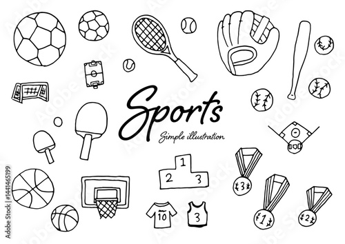 ペンを使った手描きのスポーツのイラスト素材