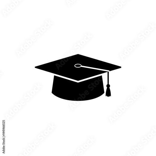 Graduation cap black icon for education