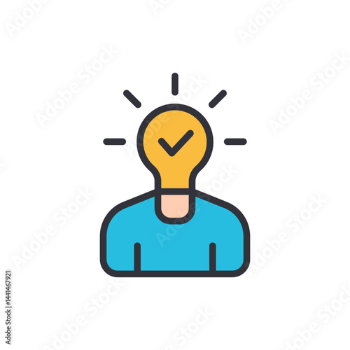 Critical thinking colored icons, minimalist vector illustration ,simple transparent graphic element .Isolated on white background