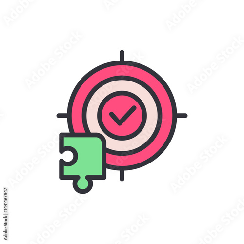 Problem solving colored icons, minimalist vector illustration ,simple transparent graphic element .Isolated on white background