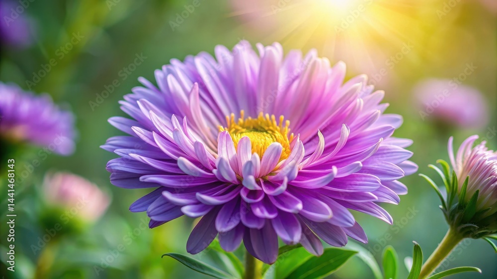 Delicate petals unfolding in soft summer light, showcasing the intricate details of an aster flower, aster flower, nature Delicate petals unfolding in soft summer light, showcasing the intricate details of an aster flower, aster flower, nature