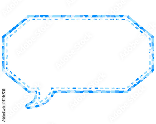 ステンドグラス風吹き出し　三角形模様　細長い八角形