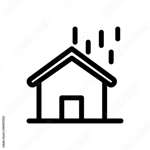 House with a roof that is falling off. The house is small and has a white color