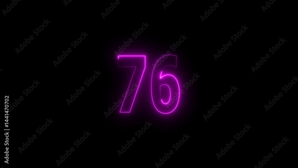 Neon number 76 illustration. purple glowing digit design. Neon number 76 illustration. purple glowing digit design.