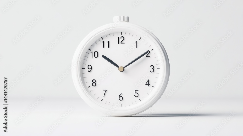 Minimalist white clock against a white background Minimalist white clock against a white background