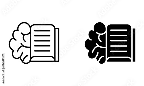 Book with brain, illustration of smart study and reading icon vector