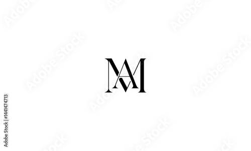 AM initial letter, monogram logo