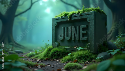 June 1, July, May - Daily Calendar Icons in flat design style, June month theme, minimalist, dramatic.