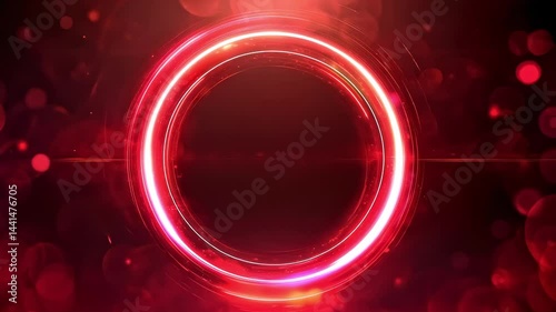 Red Glowing Circle Background with Bokeh Effects